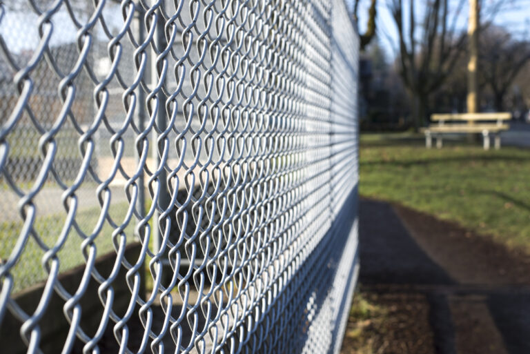 metal fence cage closeup in a park